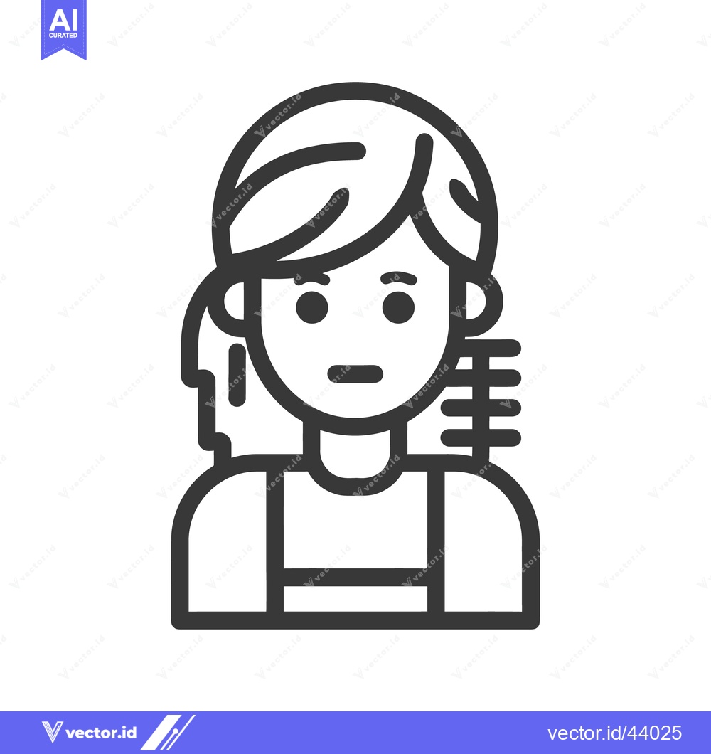 Premium Vector dari A simple vector illustration depicting a young woman portrait