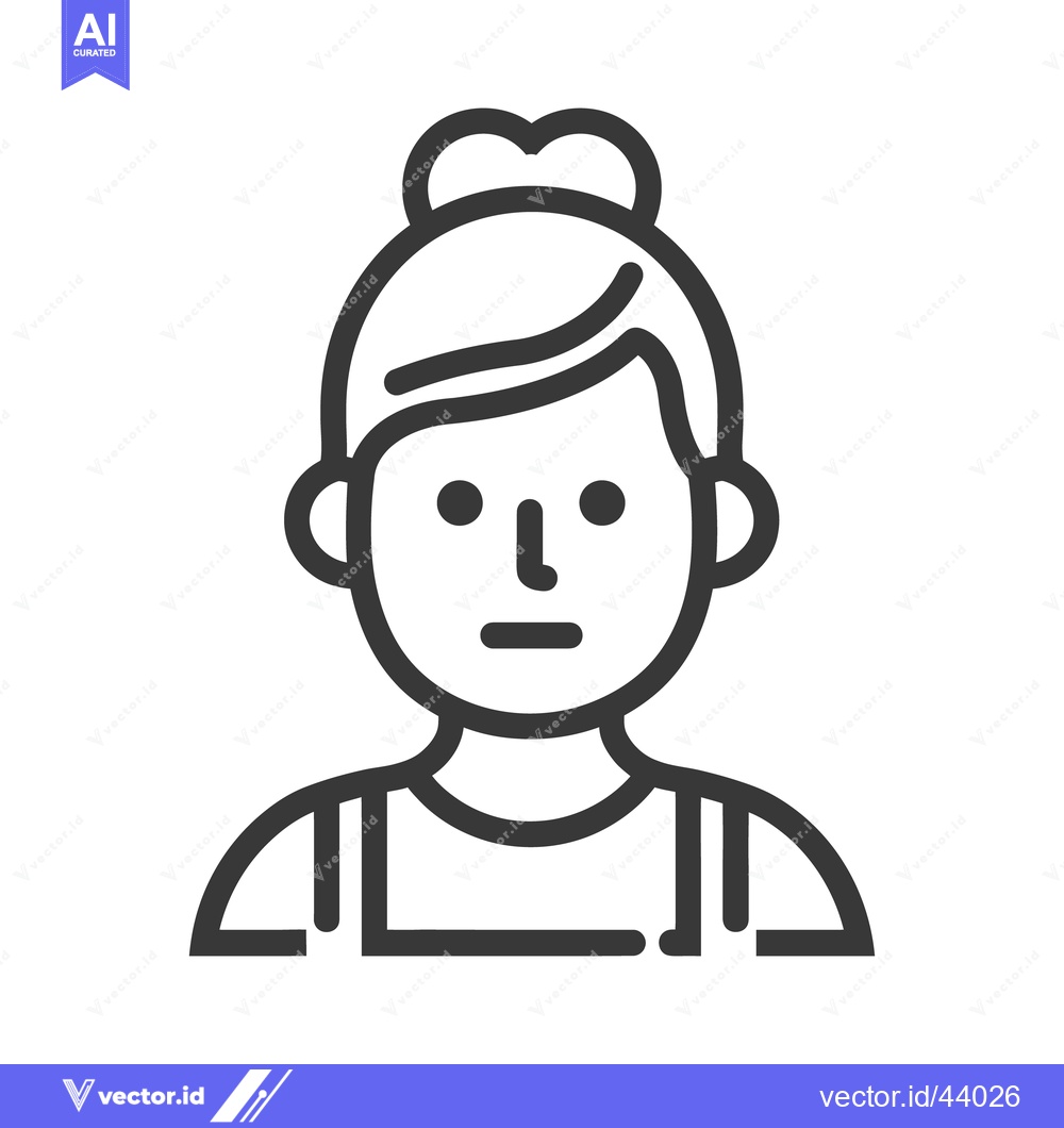 Premium Vector of A simple minimalist line drawing of a woman with bun