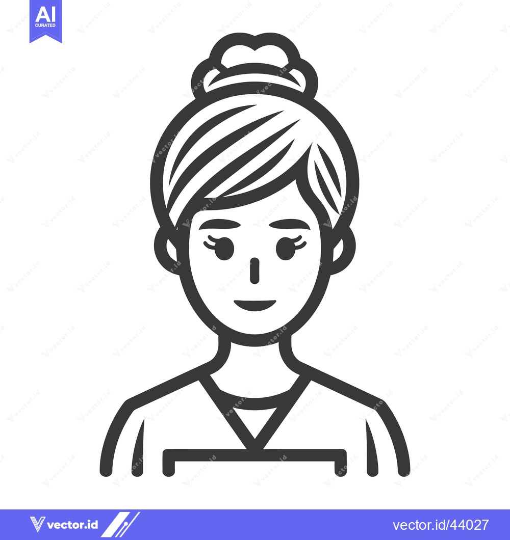 Premium Vector dari A simple black and white illustration of a smiling woman
