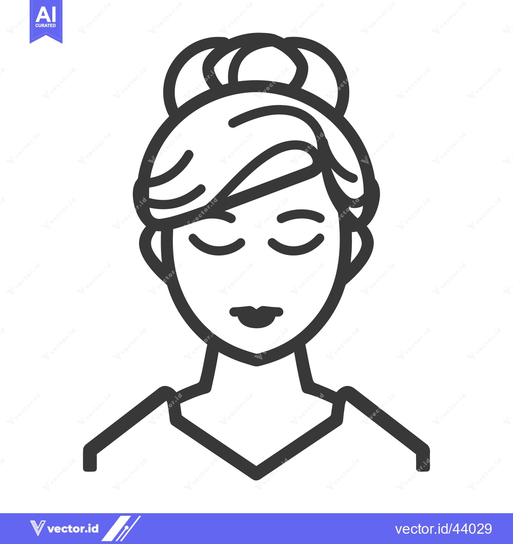 Premium Vector of A simple line drawing depicting a woman with her eyes closed