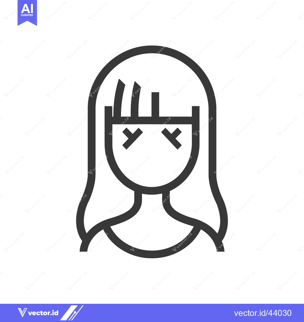 Premium Vector of A black and white outline portrait of a female person