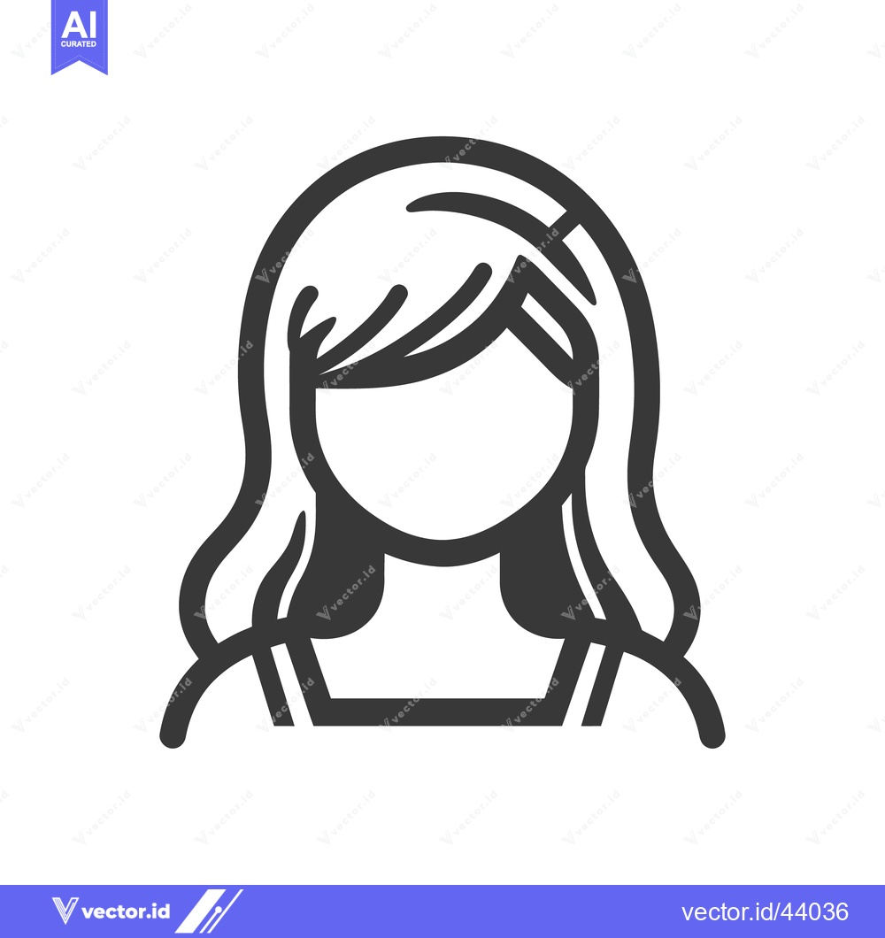 Premium Vector dari Simple line art depiction of a woman with long hair