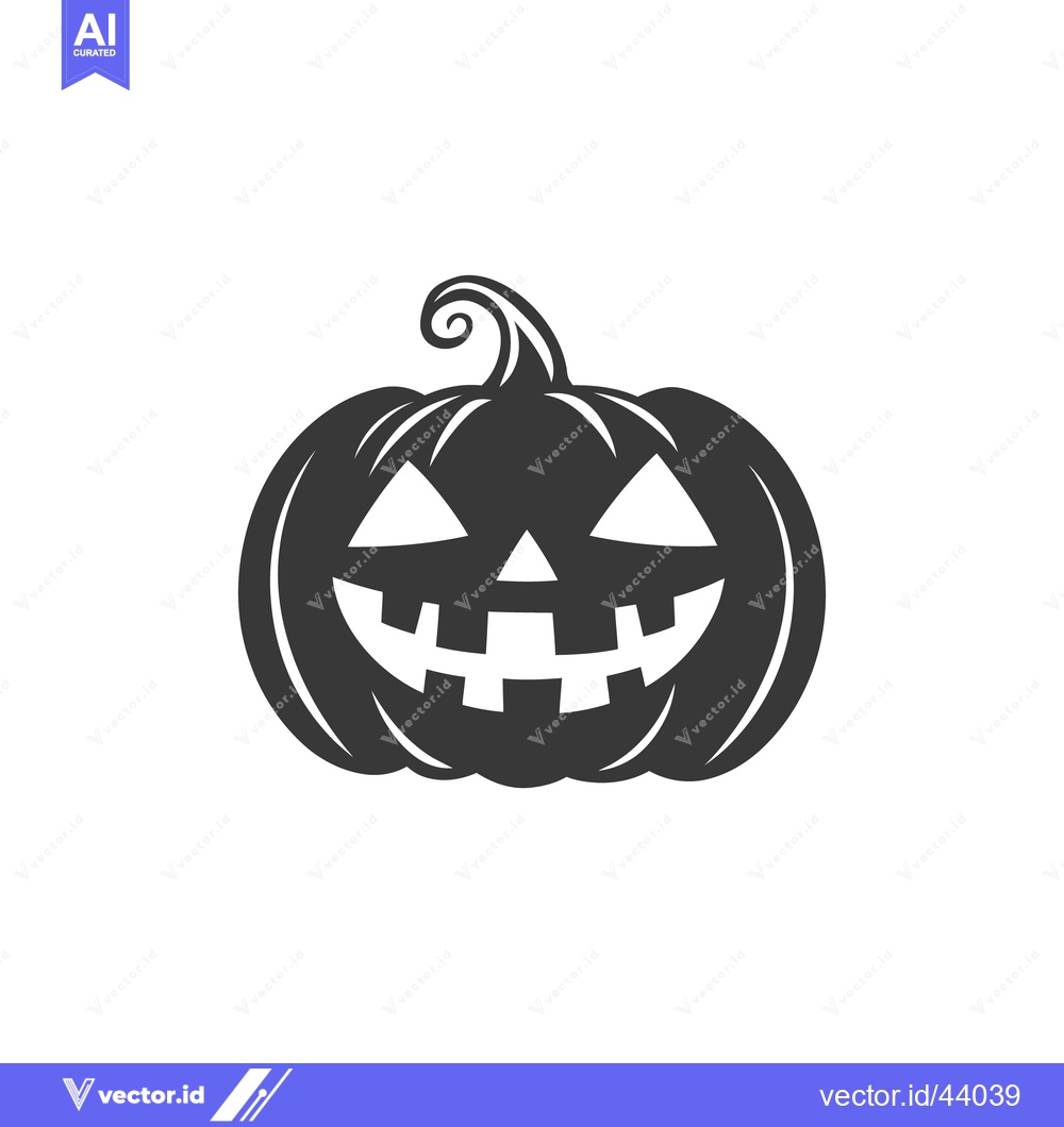 Premium Vector of A stylized black and white drawing of a carved smiling pumpkin