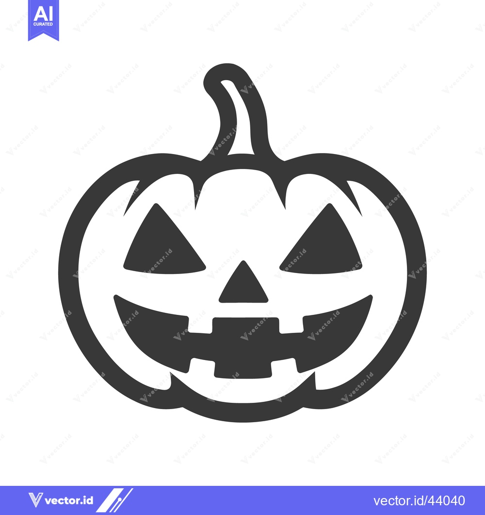 Premium Vector of A monochrome illustration of a carved pumpkin lantern for halloween
