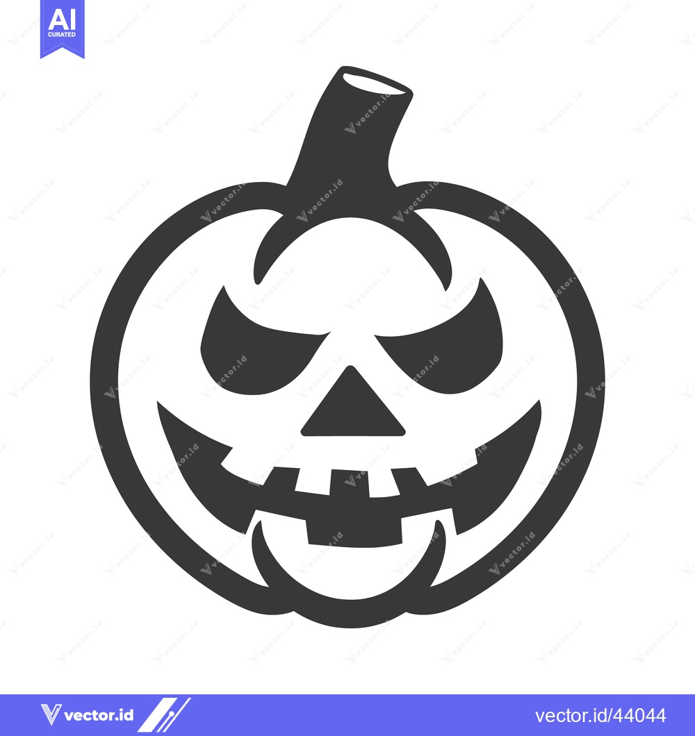 Premium Vector dari A grinning pumpkin with a scary and menacing face