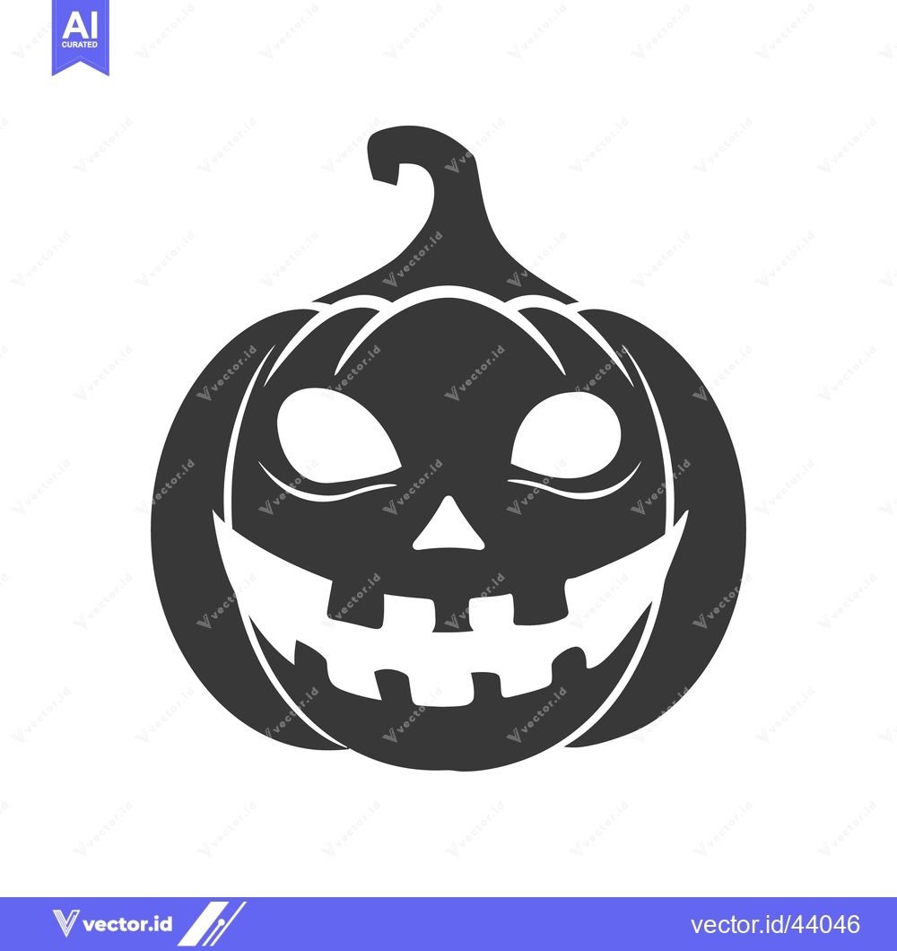 Premium Vector of A carved smiling pumpkin with expressive eyes and a curved stem
