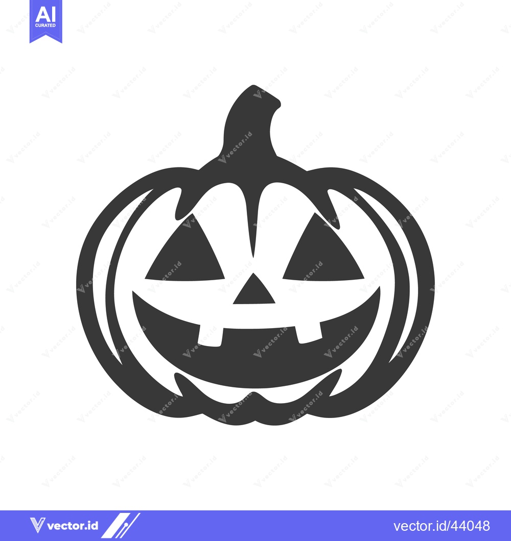 Premium Vector of A simple black silhouette of a smiling jack o lantern