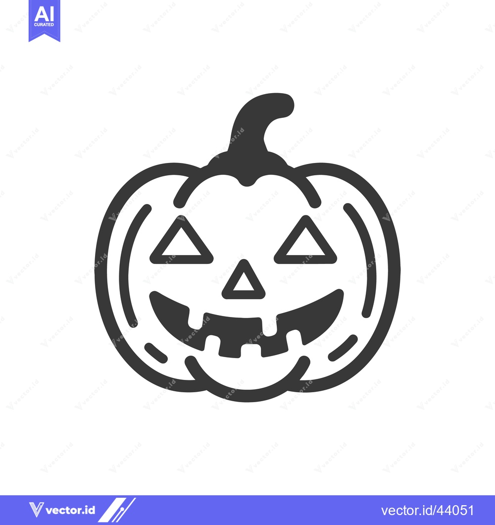 Premium Vector dari A simple monochrome illustration of a carved pumpkin for Halloween