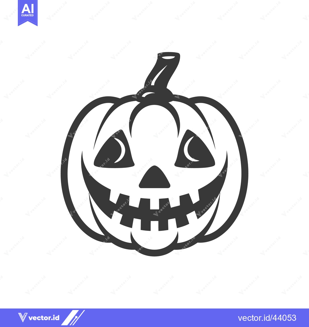 Premium Vector dari A stylized smiling carved pumpkin icon for spooky halloween celebratio