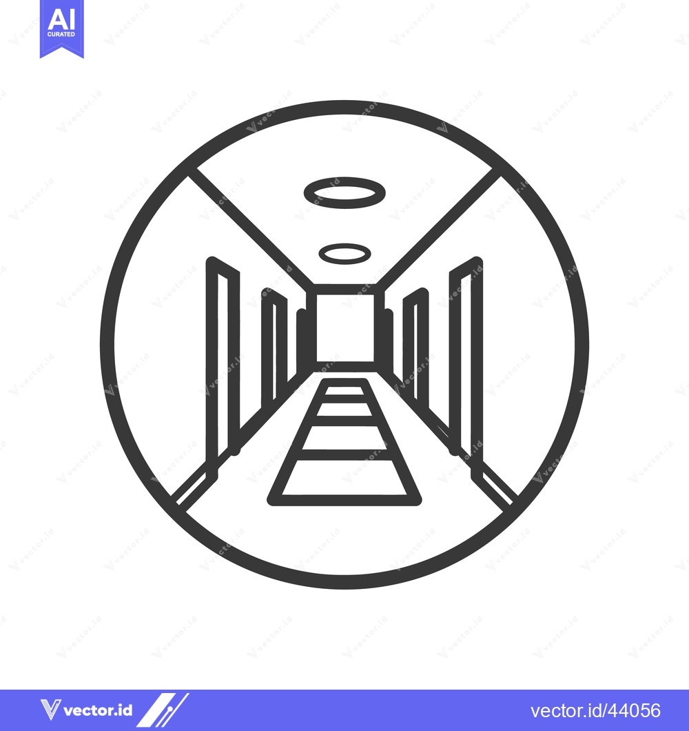 Premium Vector dari Minimalist Hallway Icon: Linear Perspective in a Circular Frame