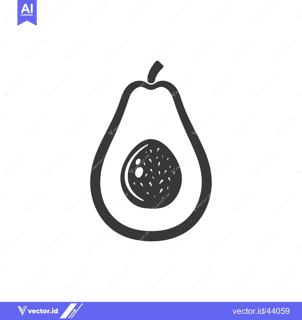 Premium Vector of Halved Avocado with Pit and Stem Illustration
