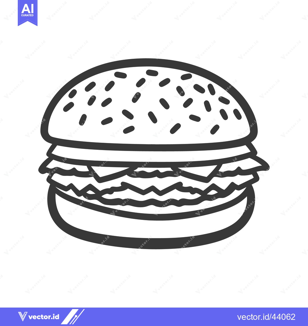 Premium Vector of A simple illustration depicts a classic layered hamburger sandwich des
