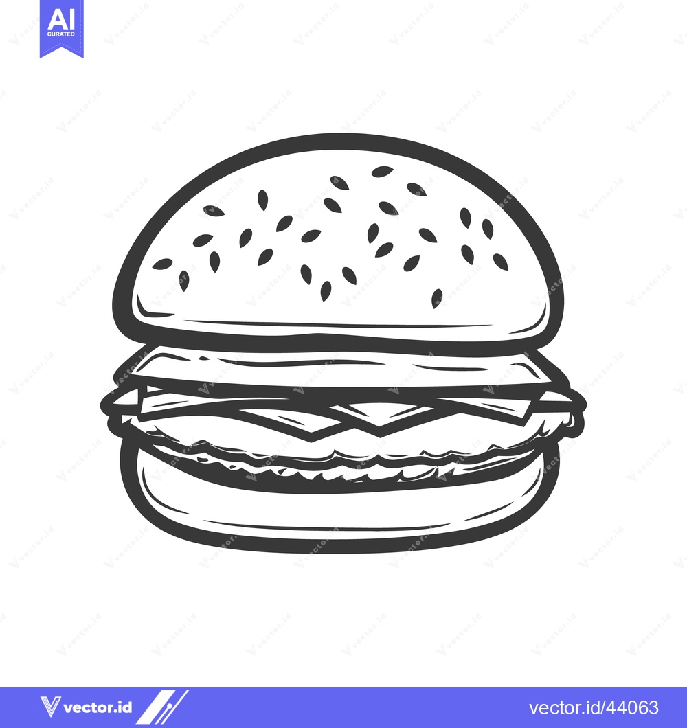 Premium Vector of A Delicious Burger Illustration Featuring Layers And Sesame Seeds