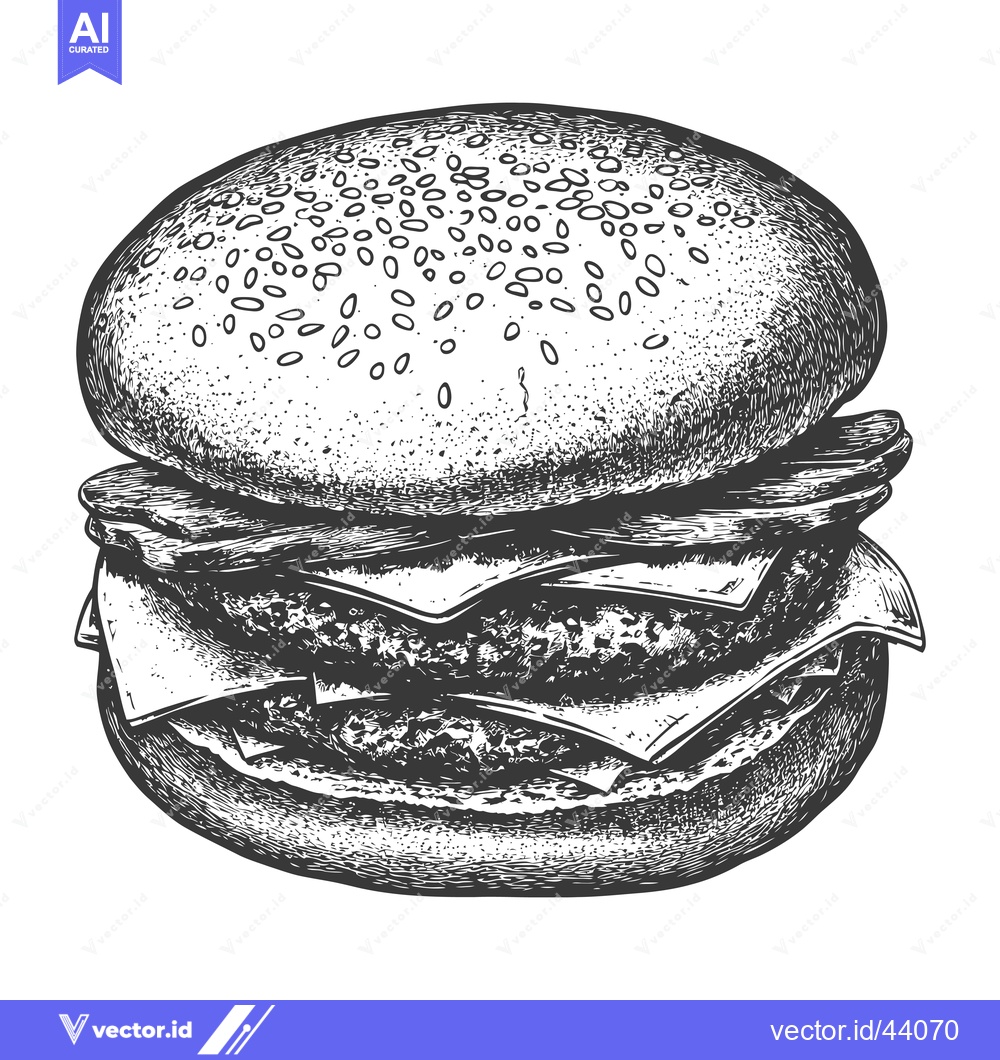 Premium Vector of Delicious Double Patty Cheeseburger with Bacon