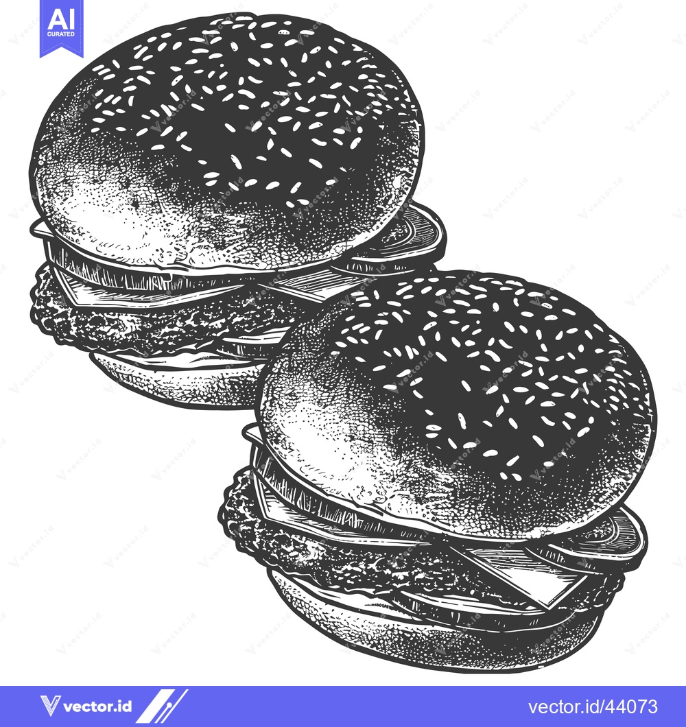 Premium Vector of Two Delicious Sesame Seed Burgers Ready To Eat