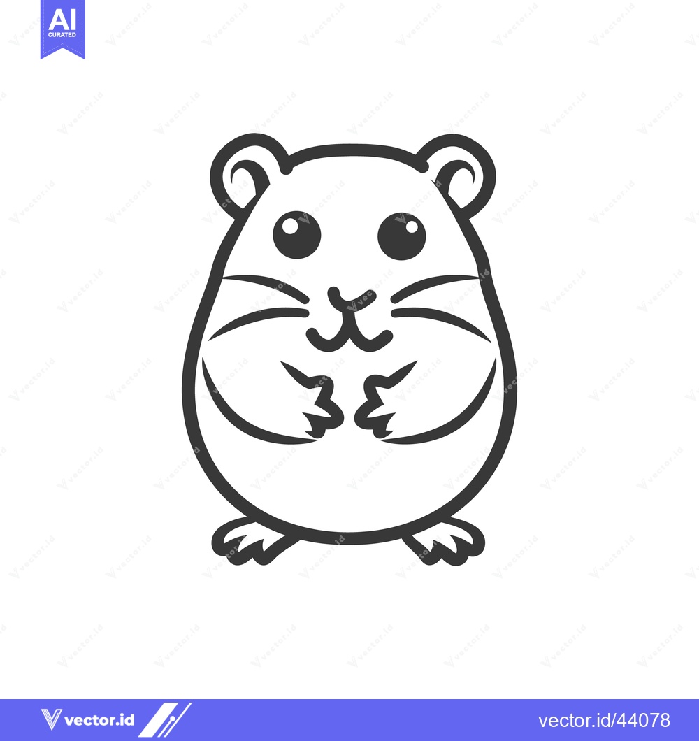 Premium Vector of Simple black and white line drawing of a small rodent animal