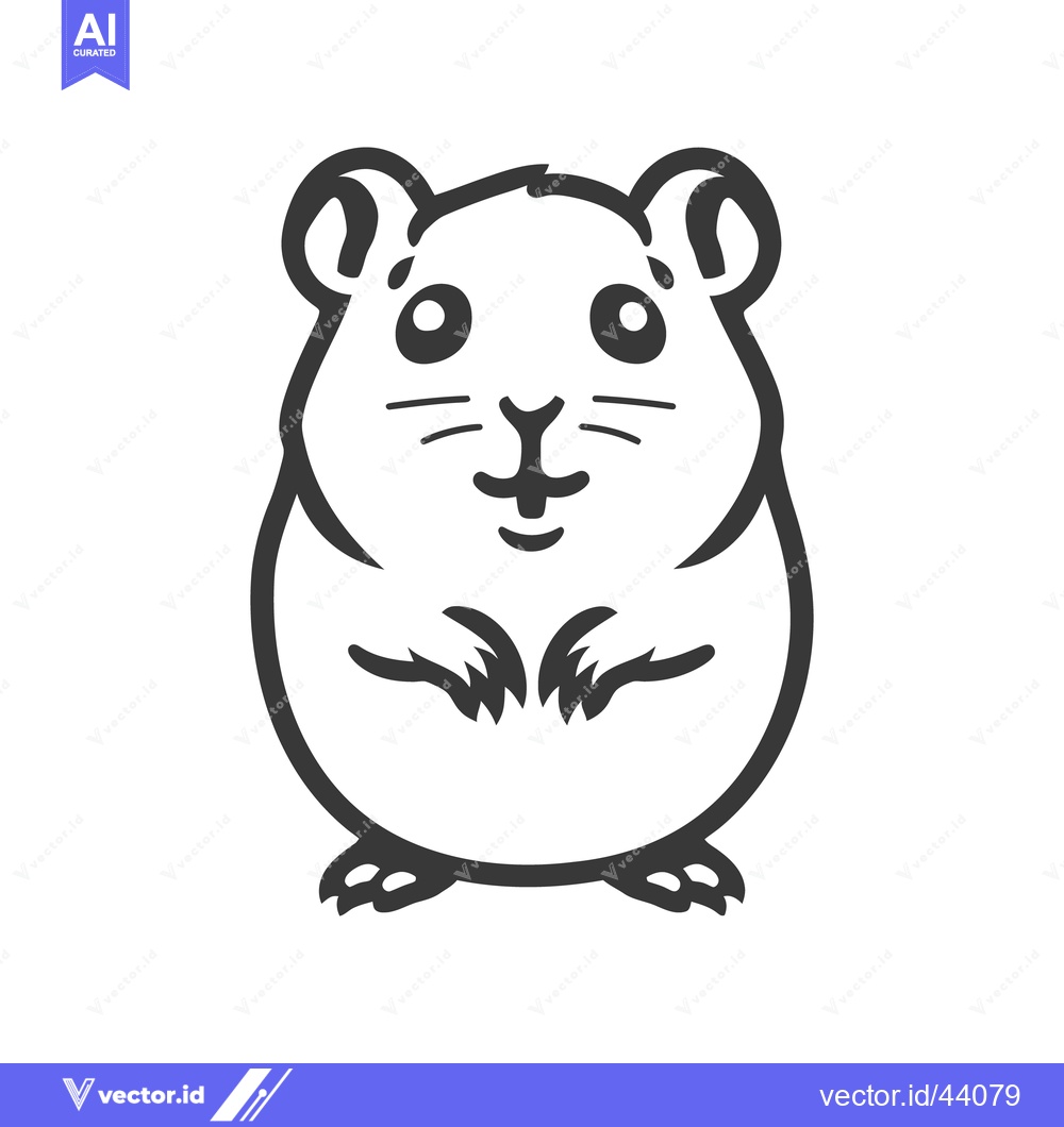 Premium Vector of A simple monochrome illustration of a cute friendly rodent