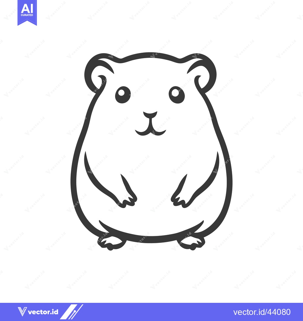 Premium Vector of A simple black and white illustration of a cute small rodent