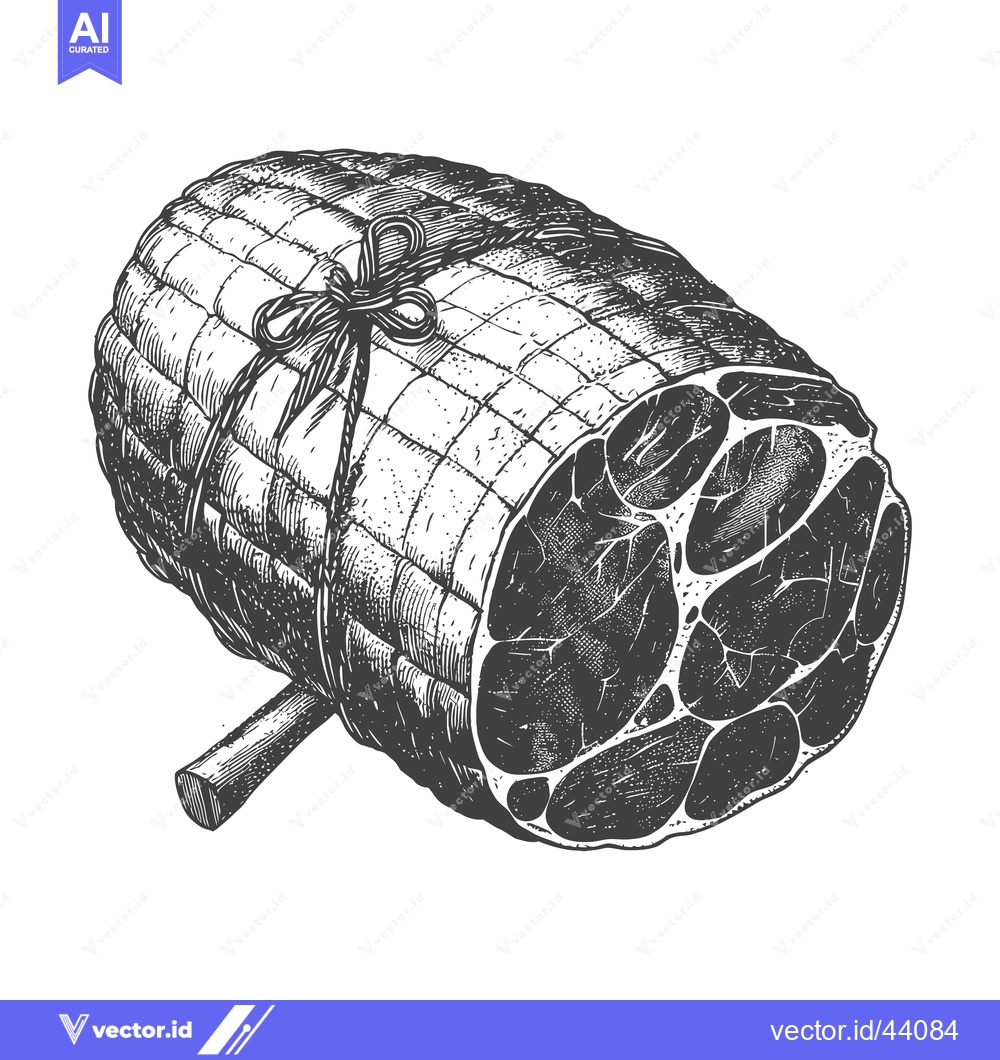 Premium Vector dari A detailed illustration of a tied meat roast