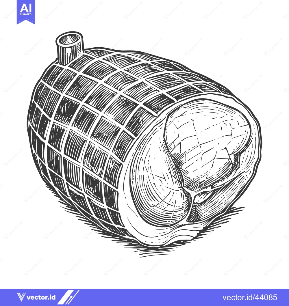 Premium Vector dari A Detailed Drawing Of A Rolled Roast Of Meat