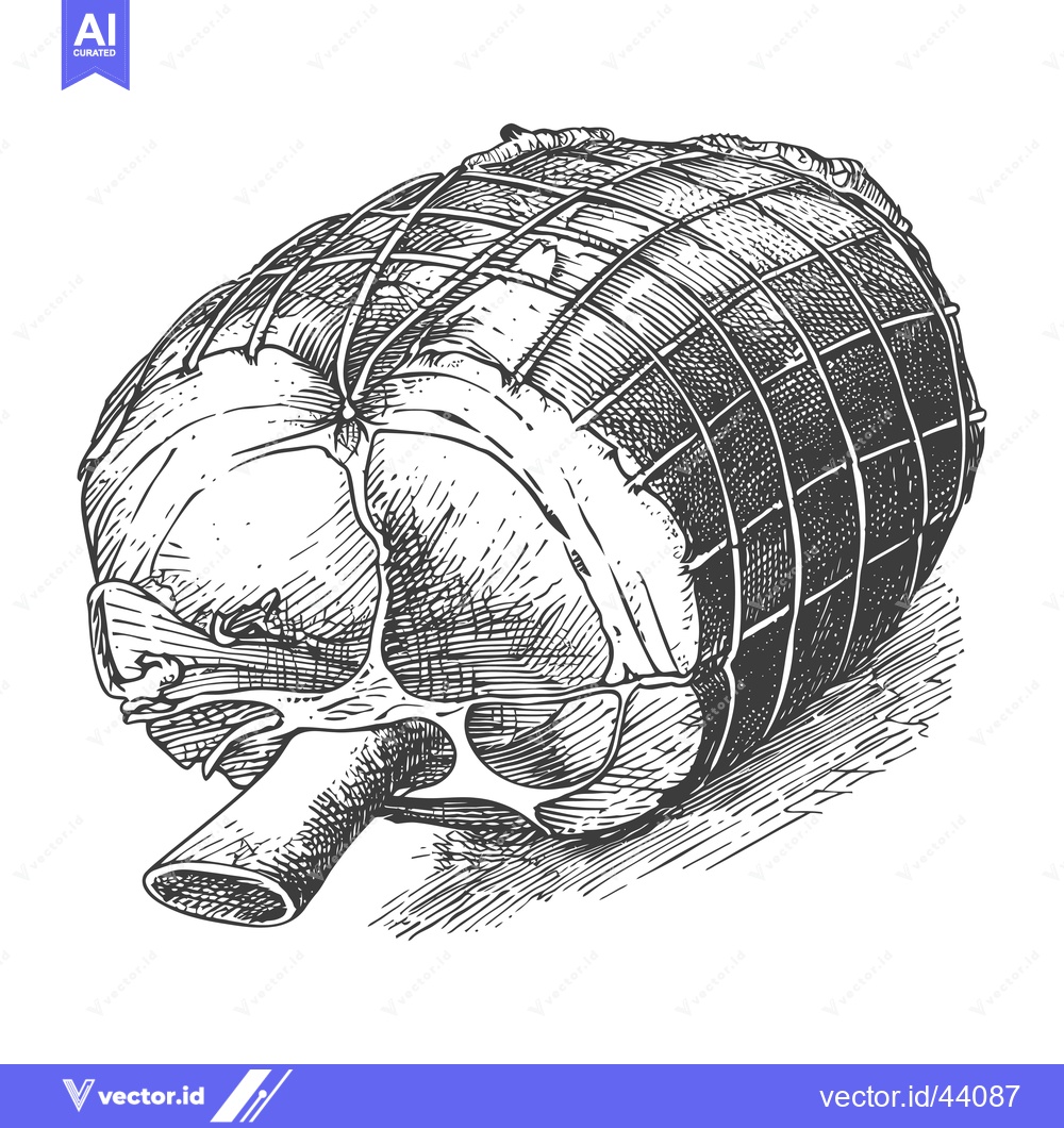 Premium Vector dari Detailed Drawing Of A Roasted Leg Of Lamb