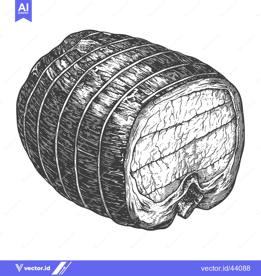 Premium Vector dari A detailed illustration of a roasted beef joint