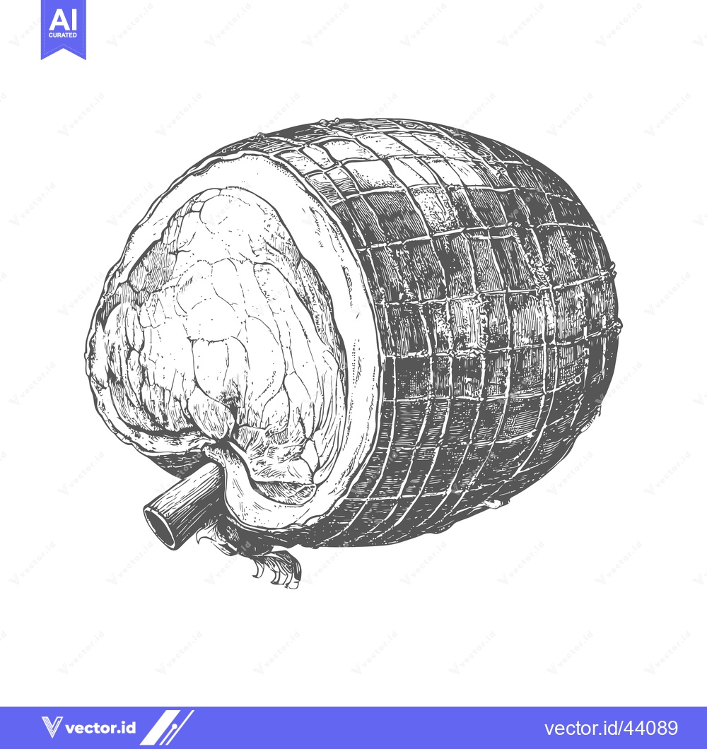 Premium Vector dari A Detailed Drawing Of A Sliced Smoked Ham