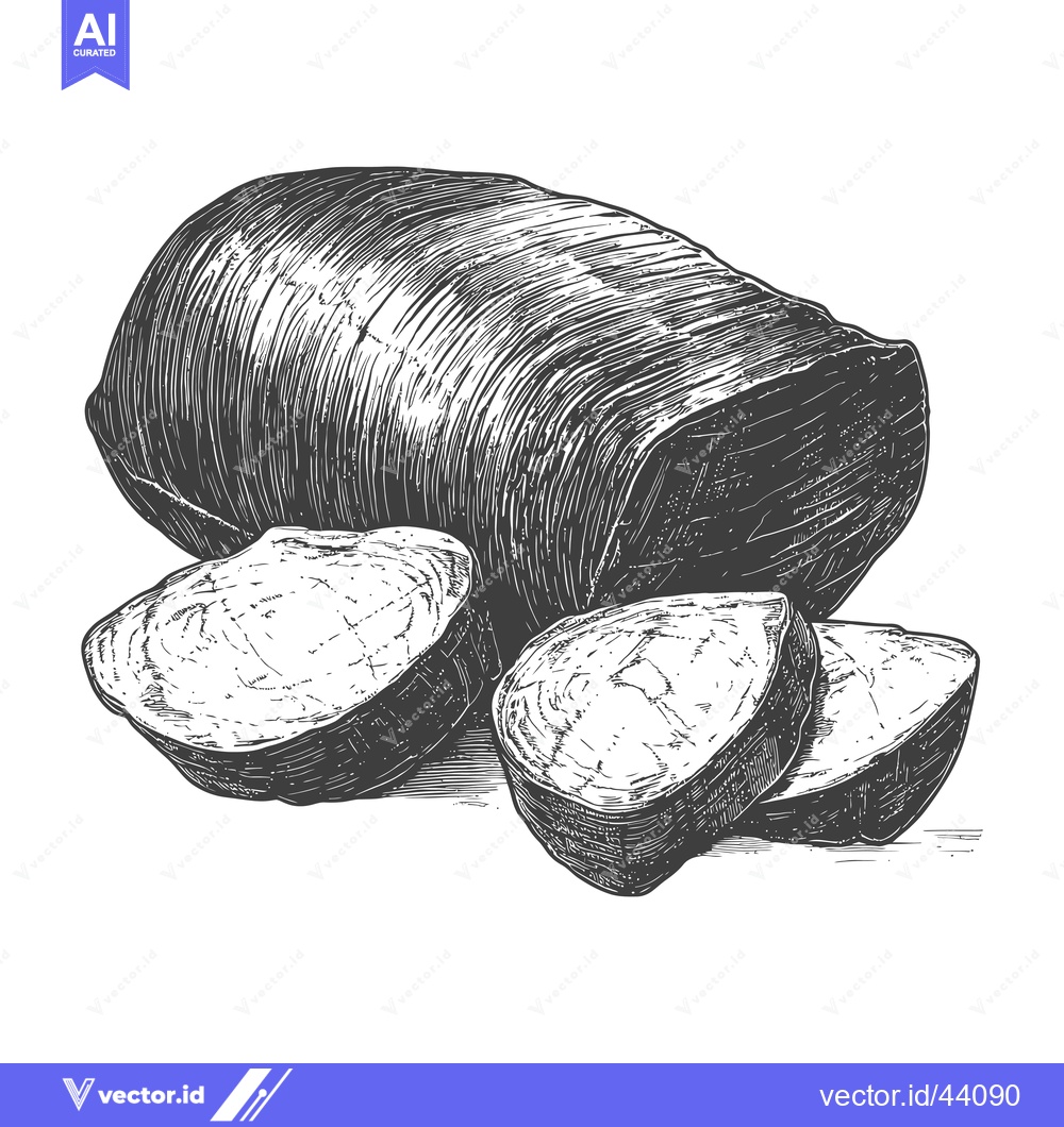 Premium Vector dari A whole roast and sliced pieces of meat