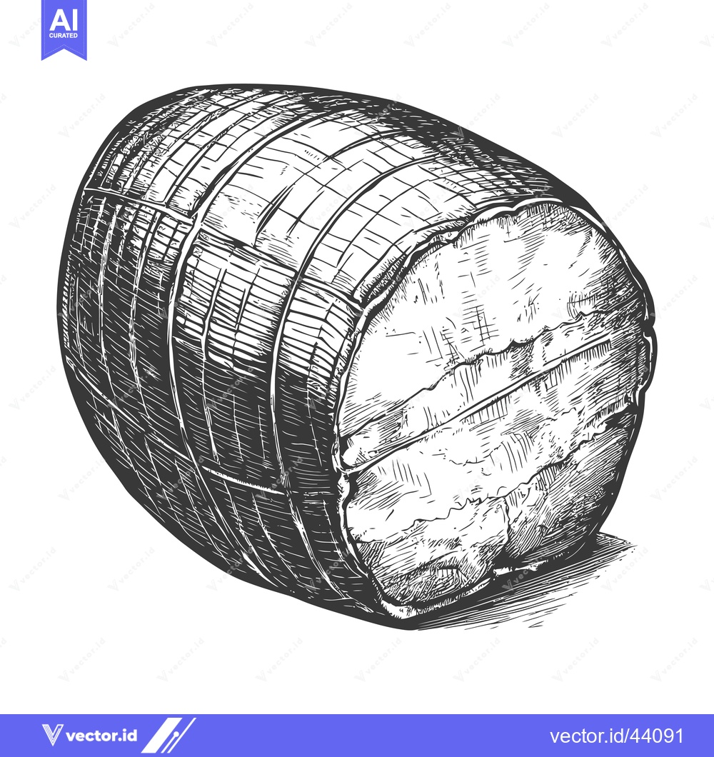 Premium Vector of A Hand Drawn Illustration Of A Wooden Barrel