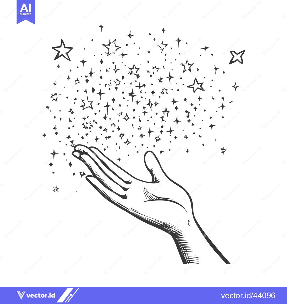 Premium Vector of Hand Catching Falling Stars and Sparkle Dust