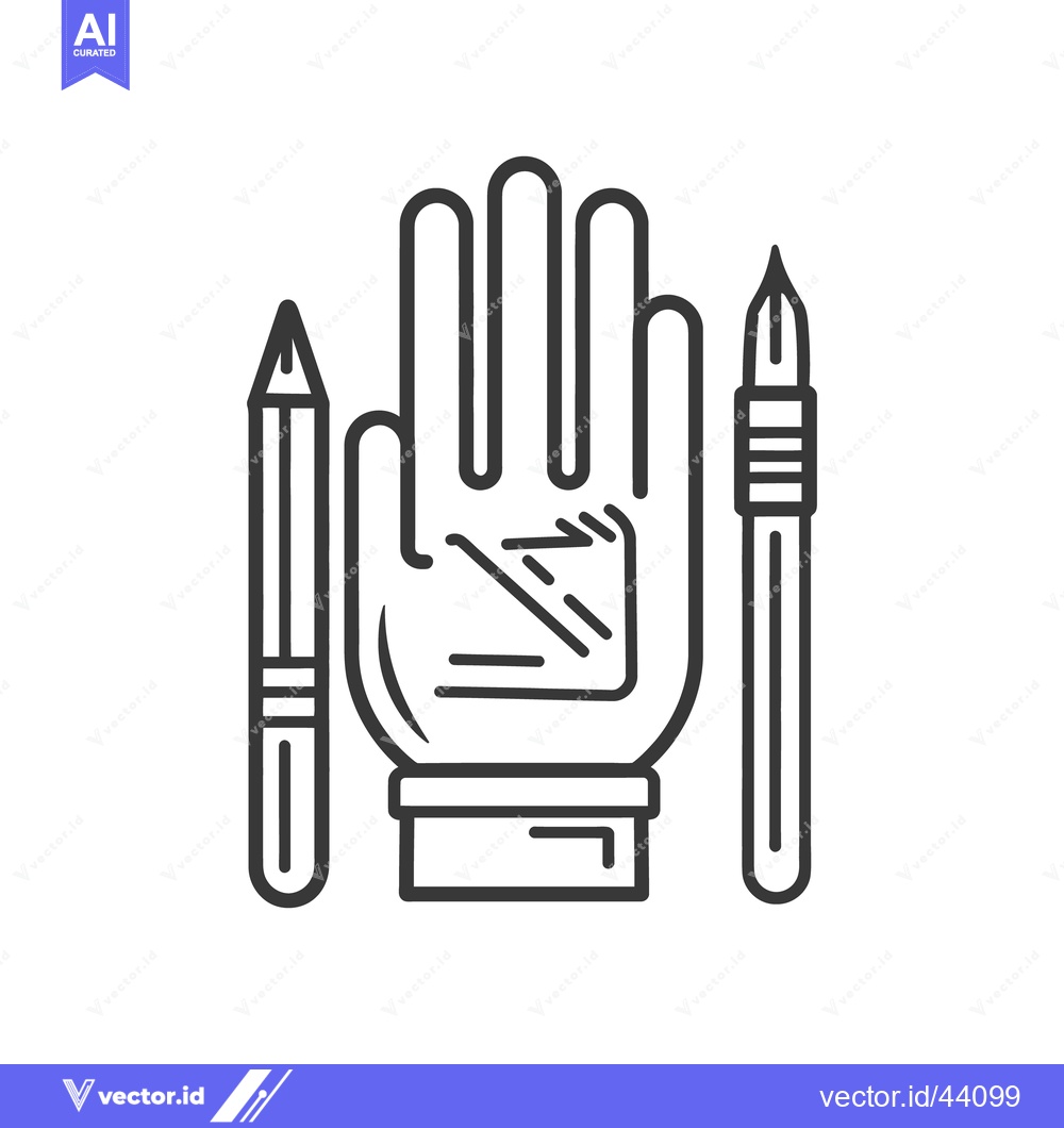 Premium Vector dari A hand flanked by a pencil and fountain pen illustration