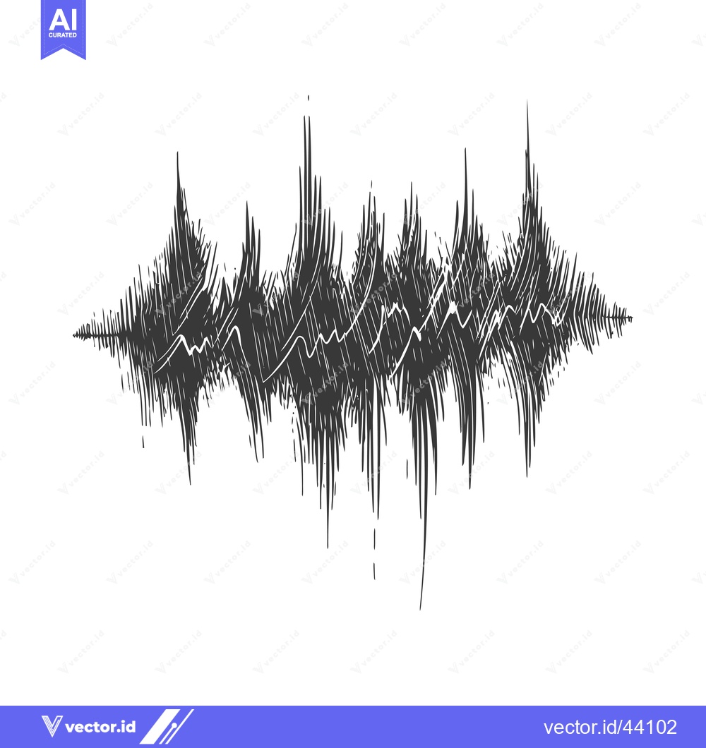 Premium Vector dari Hand-drawn abstract black and white sound wave