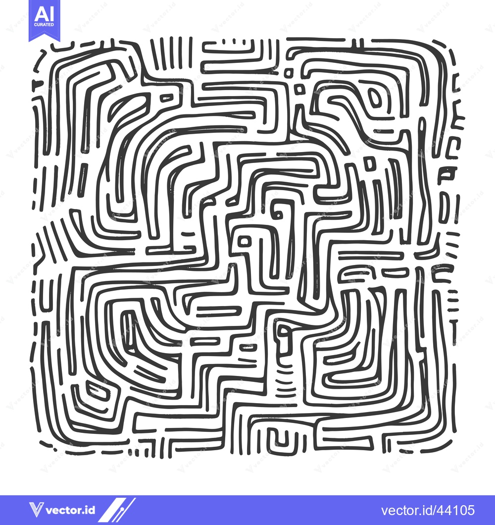 Premium Vector of Hand-drawn Abstract Geometric Pattern with Intertwined Lines