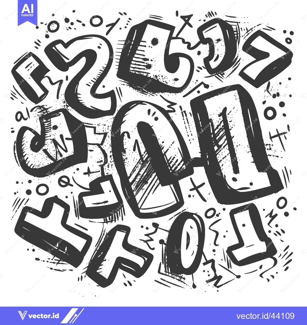 Premium Vector dari Hand-Drawn Abstract Shapes and Letters in Black and White