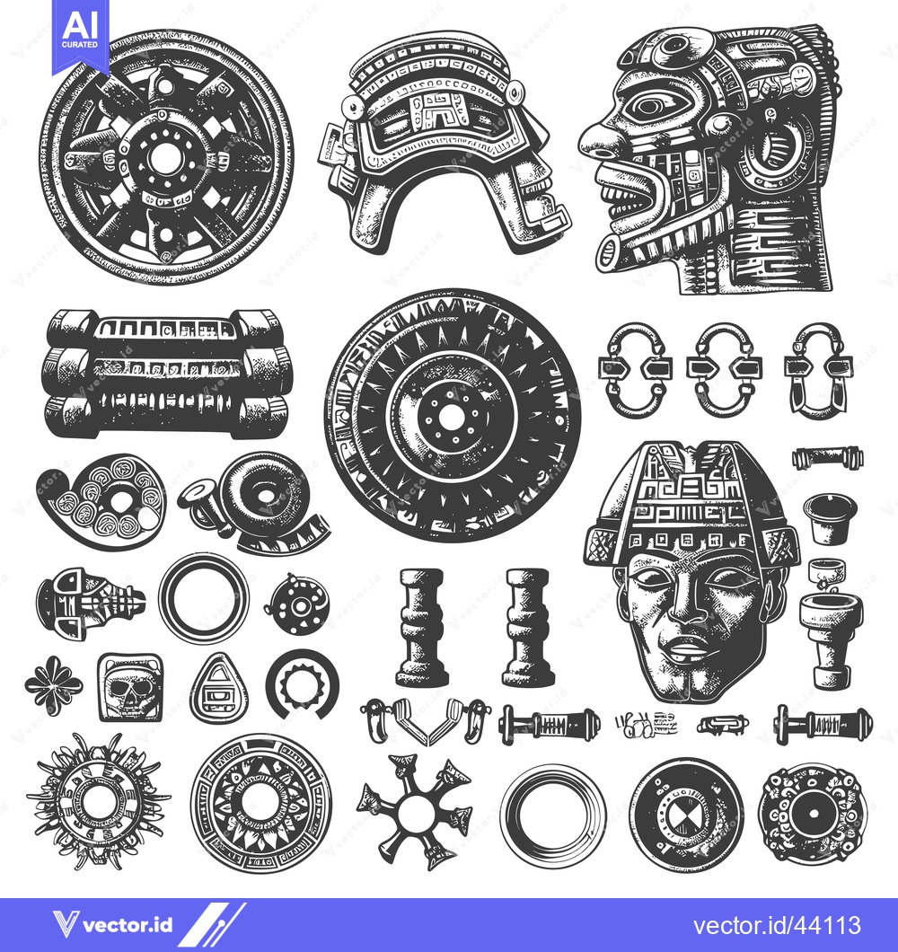 Premium Vector of Hand-drawn Aztec and Mayan Culture Artifacts