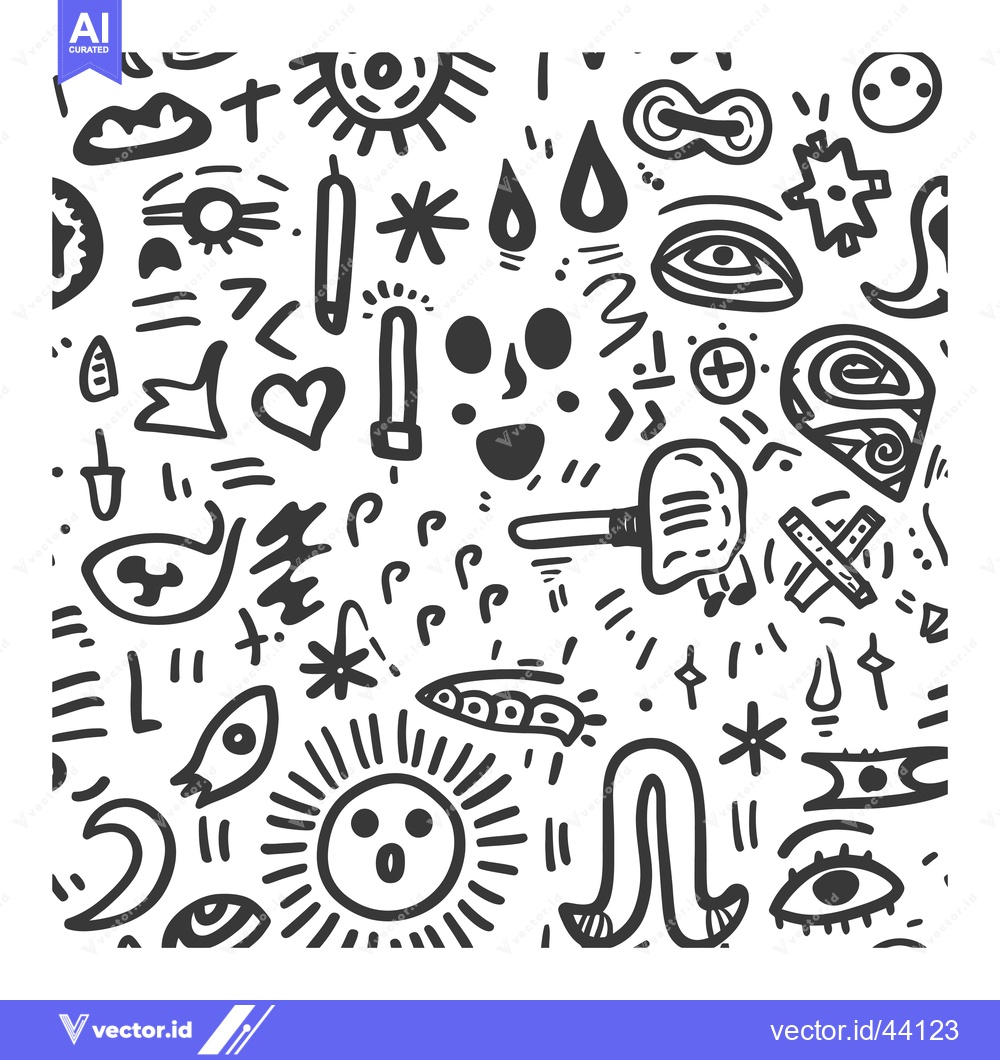 Premium Vector dari Hand-drawn Black and White Abstract Doodle Pattern