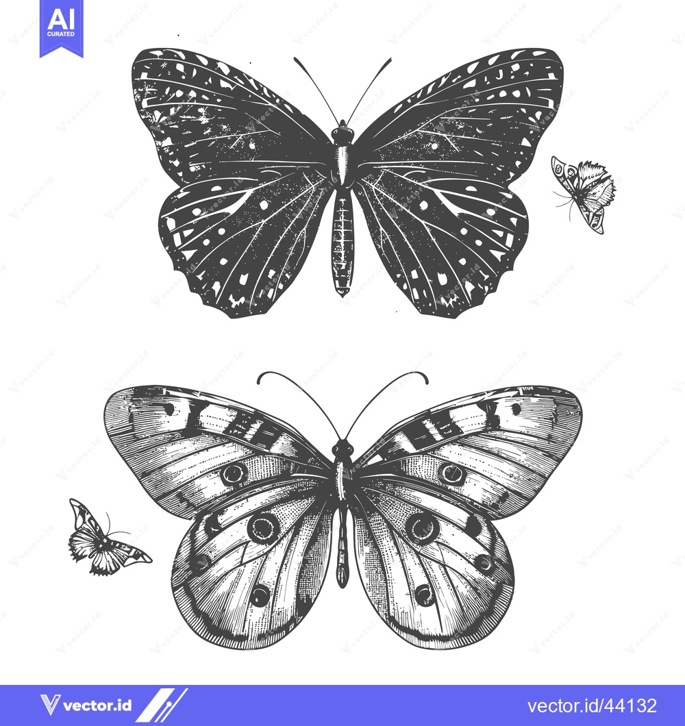 Premium Vector dari Hand-Drawn Black and White Butterfly Illustrations
