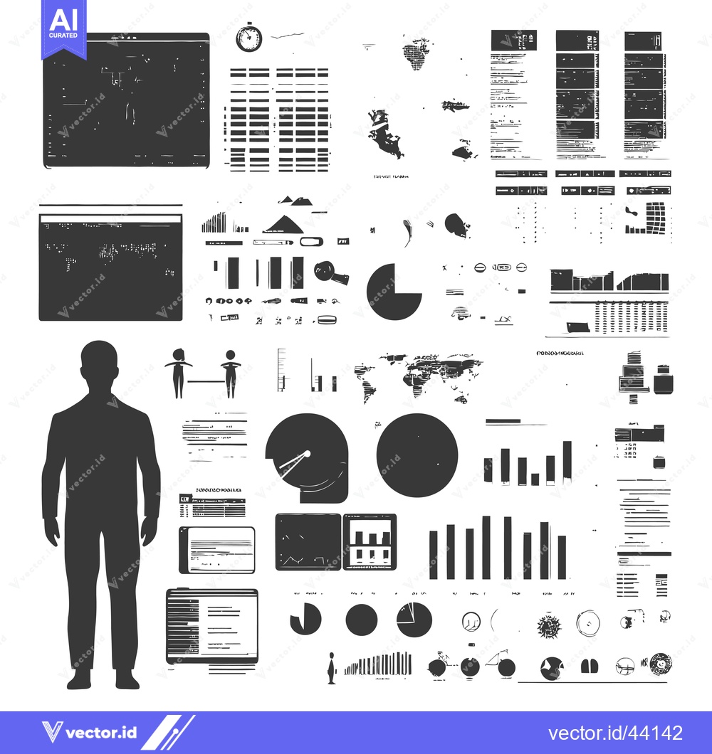 Premium Vector dari Hand-Drawn Black and White Data Visualization Charts and Graphs