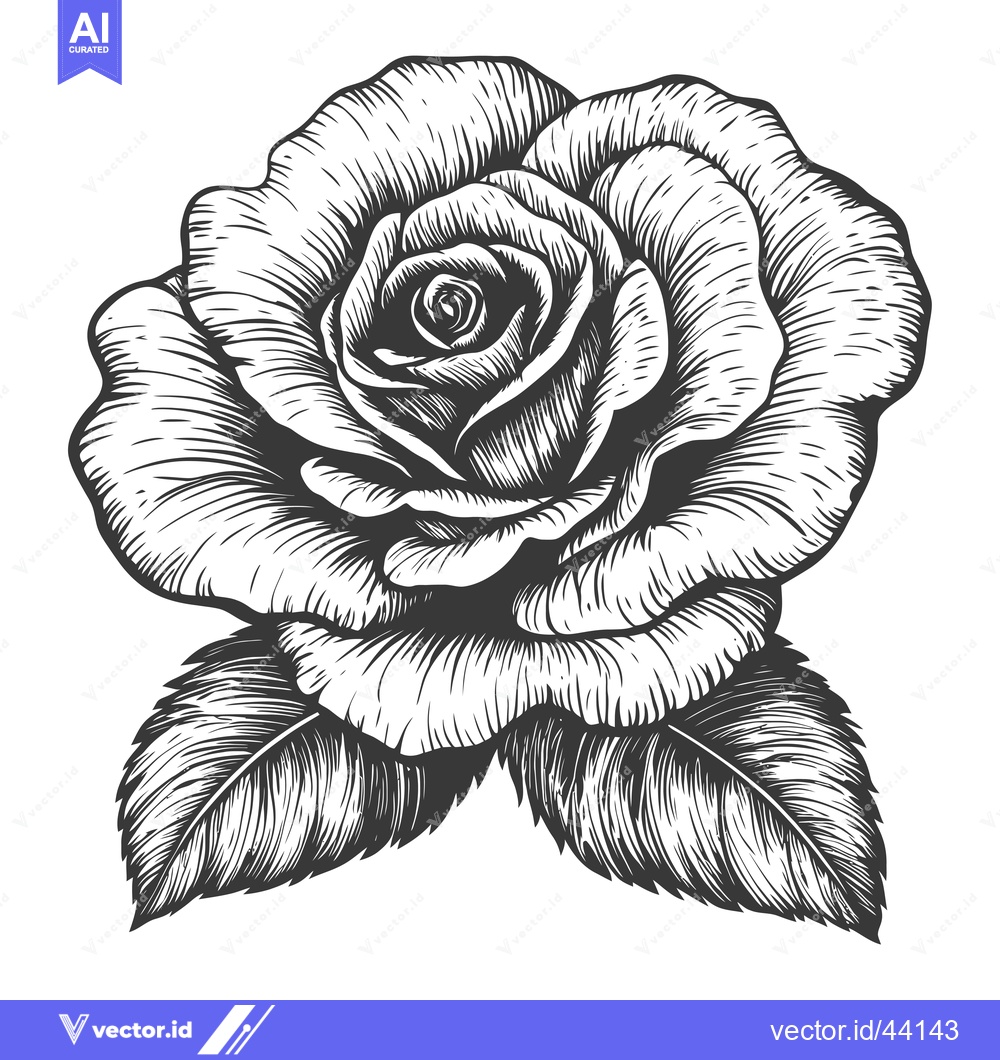 Premium Vector dari Hand-drawn Black and White Detailed Illustration of a Single Rose