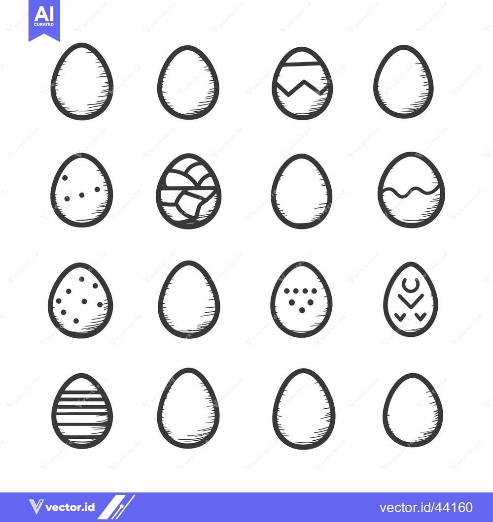 Premium Vector dari Hand-drawn Black and White Easter Eggs with Various Designs