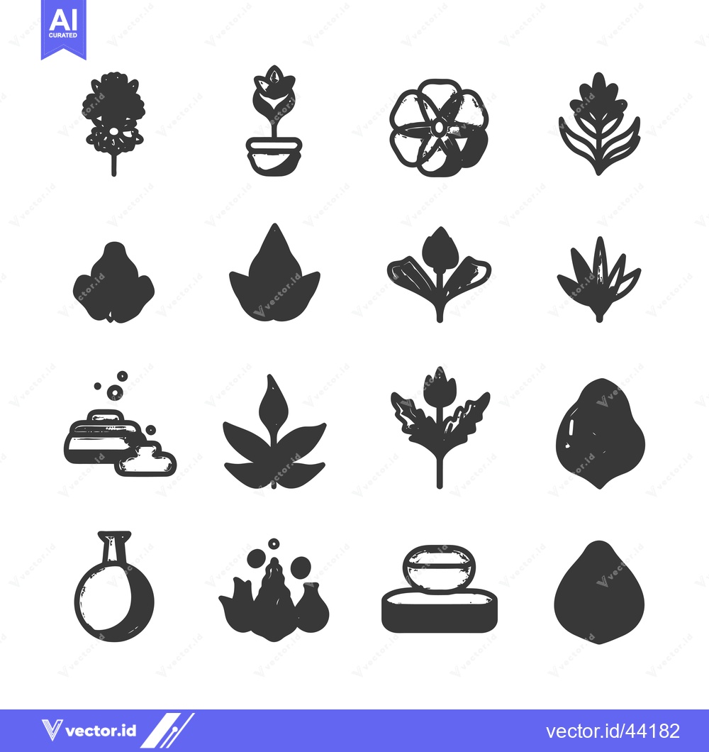 Premium Vector of Hand-Drawn Black and White Floral Icons