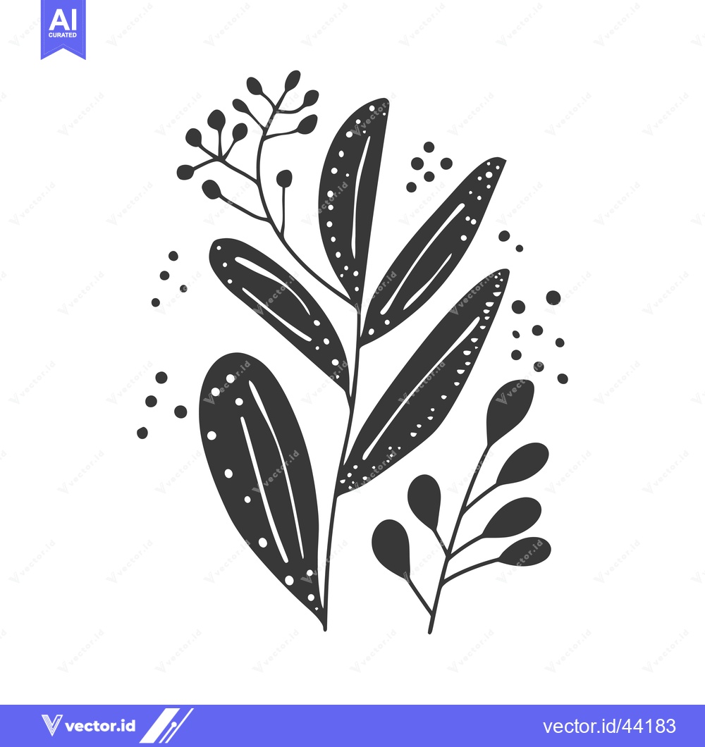 Premium Vector of Hand-Drawn Black and White Floral Illustration