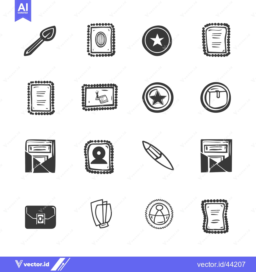 Premium Vector dari Hand-Drawn Black and White Icons for Mail and Business