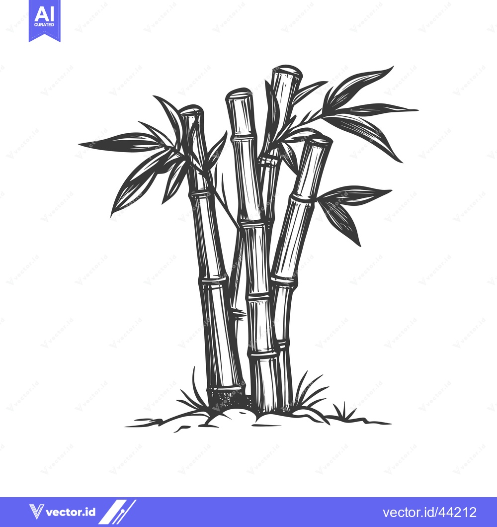 Premium Vector dari Hand-Drawn Black and White Illustration of a Bamboo Plant
