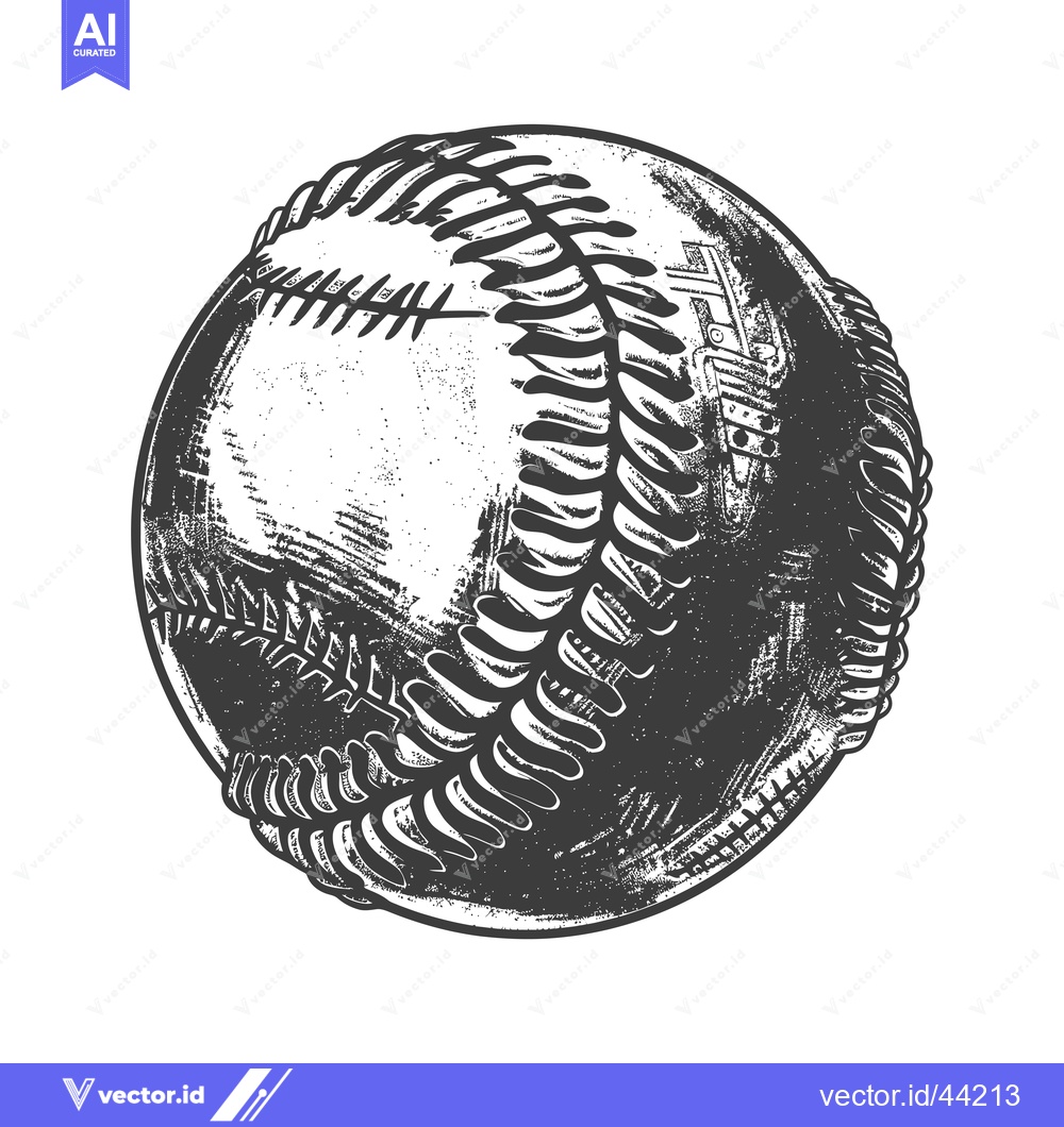 Premium Vector dari Hand-drawn black and white illustration of a baseball