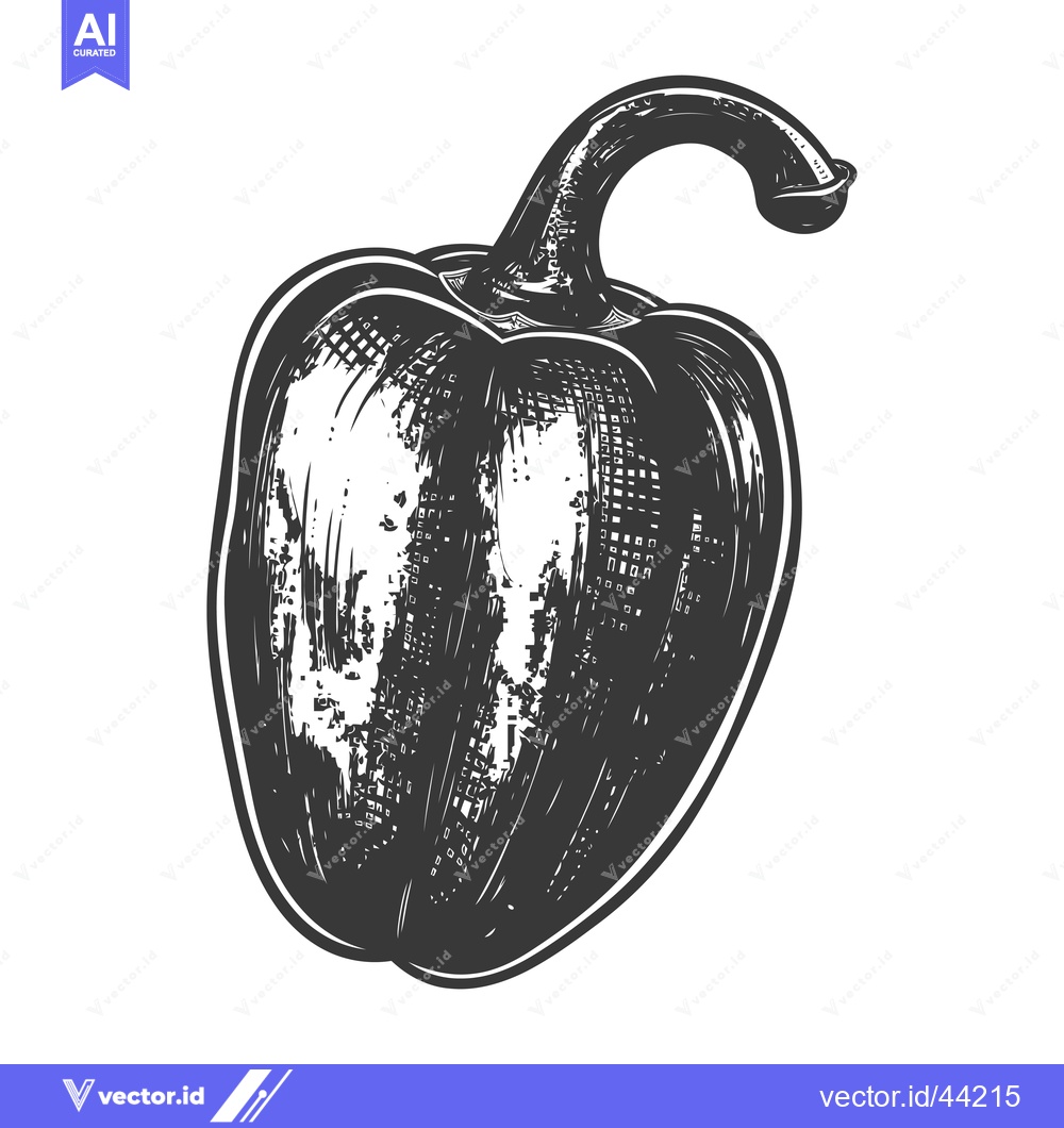Premium Vector of Hand-Drawn Black and White Illustration of a Bell Pepper