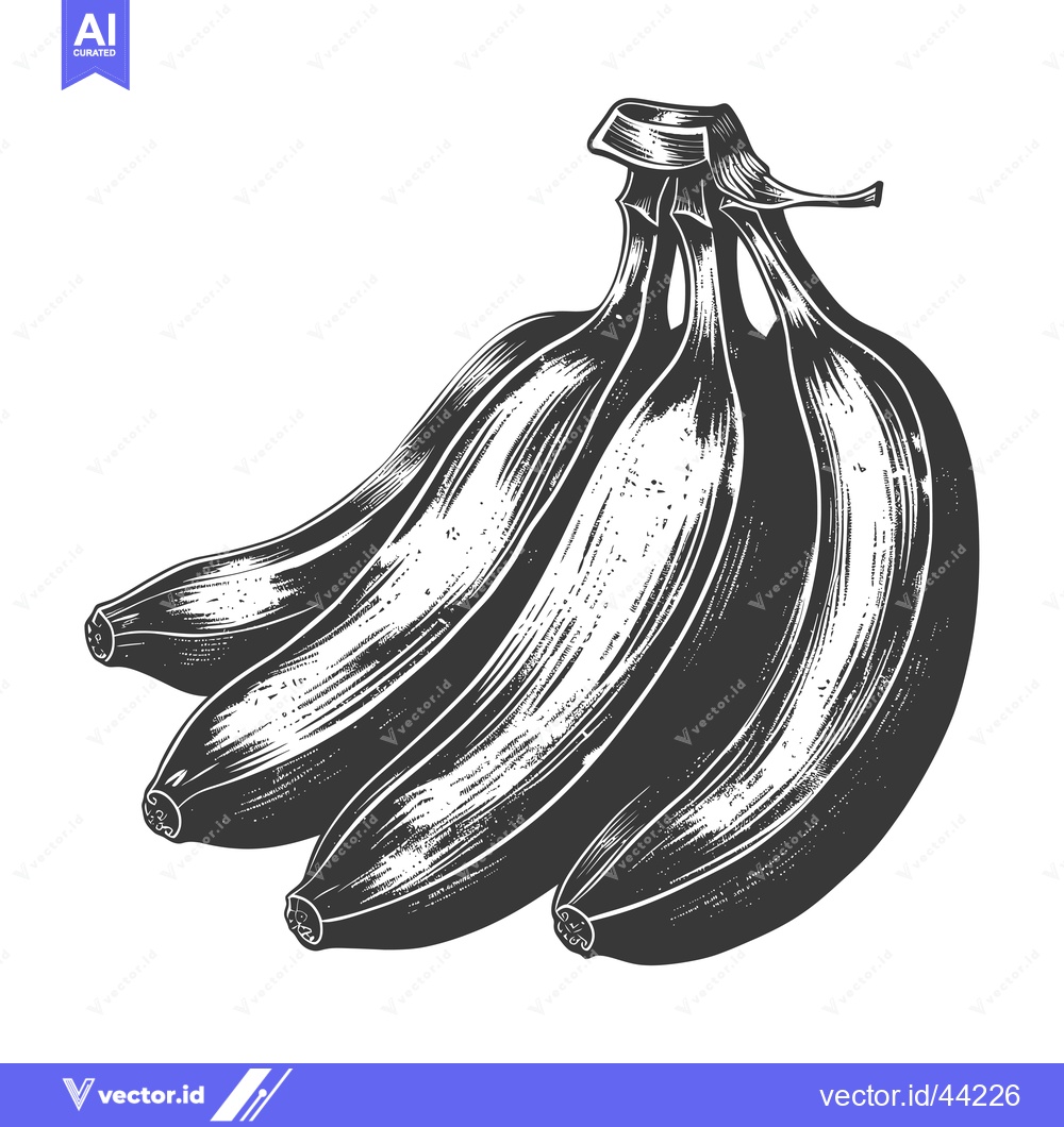Premium Vector dari Hand-drawn Black and White Illustration of a Bunch of Bananas