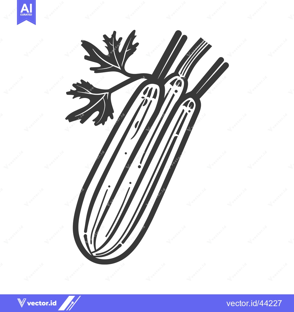 Premium Vector dari Hand-drawn black and white illustration of a bunch of celery