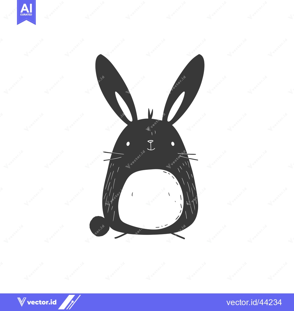 Premium Vector dari Hand-Drawn Black and White Illustration of a Cartoon Bunny