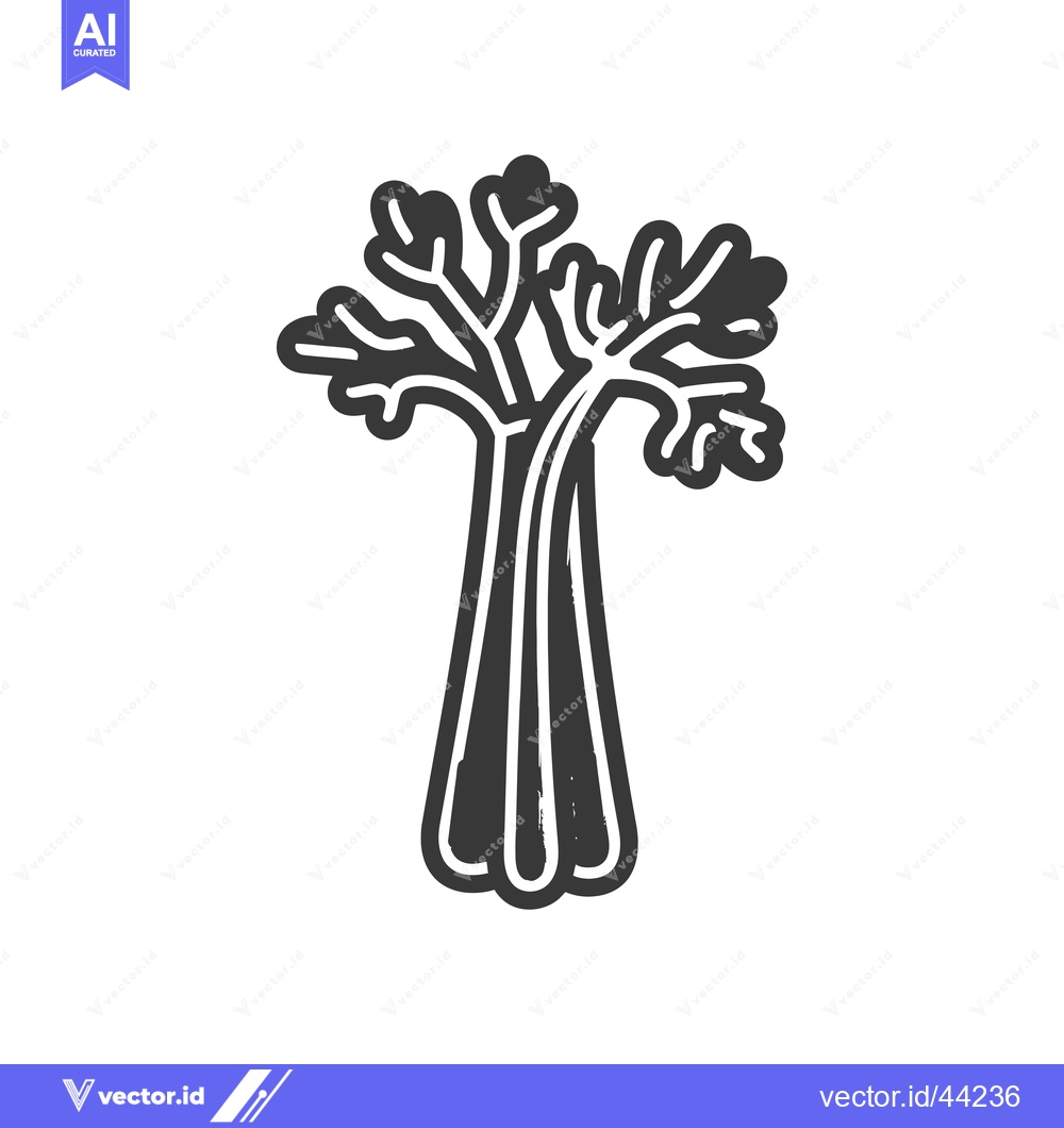 Premium Vector dari Hand-drawn black and white illustration of a celery stalk